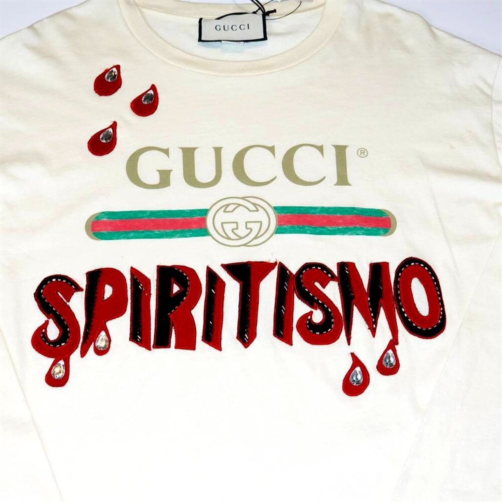 Gucci Spiritismo Oversized Long Sleeve T-shirt in Cream
